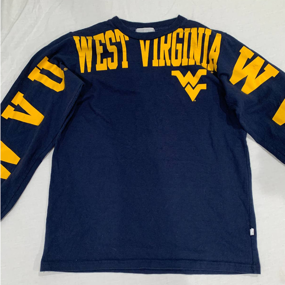 Third Street Navy West Virginia Long Sleeve Blue Yellow Teens T-Shirt Size 14/16